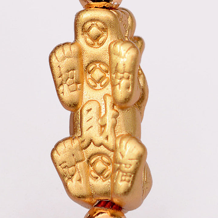 Buddha Stones 24K Gold-Plated PiXiu Luck Red String Bracelet - image 7