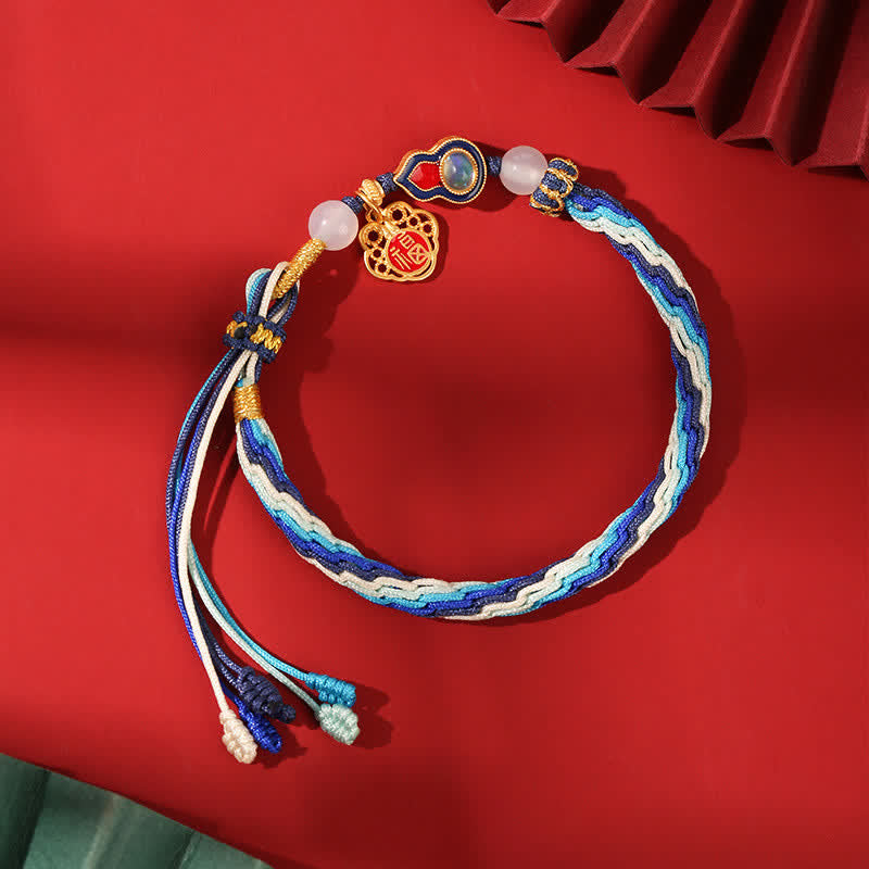 Buddha Stones 925 Sterling Silver Handmade Gourd Blessing String Reincarnation Knot Bracelet - Reincarnation Knot(Wrist Circumference 15-19cm) - image 0