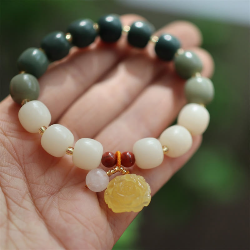 Buddha Stones Gradient Bodhi Seed Amber Lotus Peace Bracelet - Bodhi Seed(Auspiciousness♥Luck) - image 0
