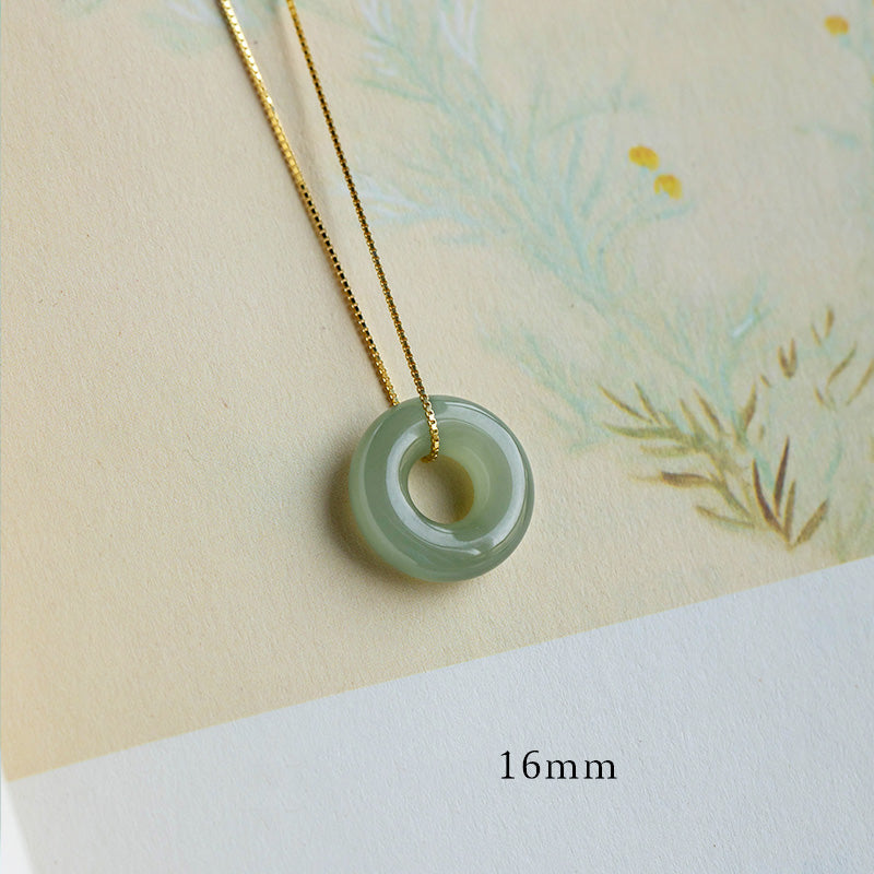 Buddha Stones Natural Round Jade Peace Buckle Luck Abundance Necklace Pendant - Jade - 16mm - image 4