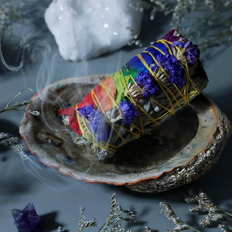 Buddha Stones Colorful Daisy Red Rose Flowers Smudge Stick for Home Cleansing Incense Healing Meditation Smudge Sticks Rituals Set - image 3