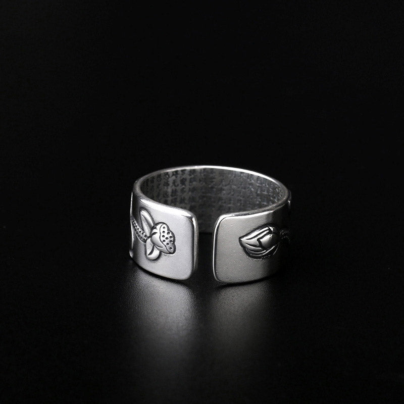 Buddha Stones Tibetan Lotus White Copper Enlightenment Ring - image 4