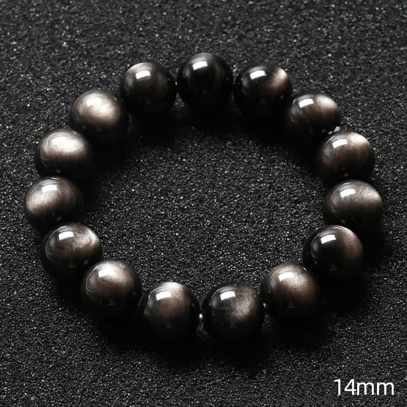 Buddha Stones Natural Silver Sheen Obsidian Soothing Protection Bracelet - 14mm - image 8