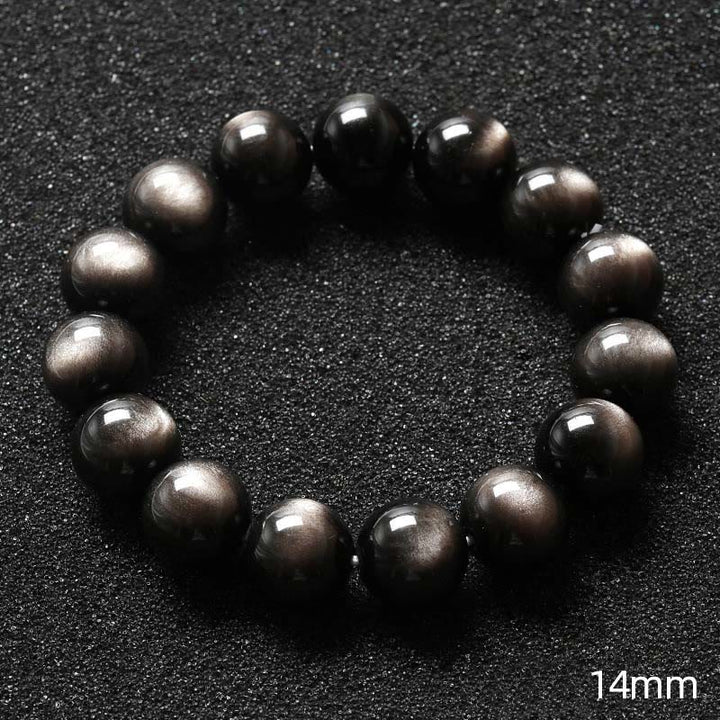 Buddha Stones Natural Silver Sheen Obsidian Soothing Protection Bracelet - 14mm - image 8