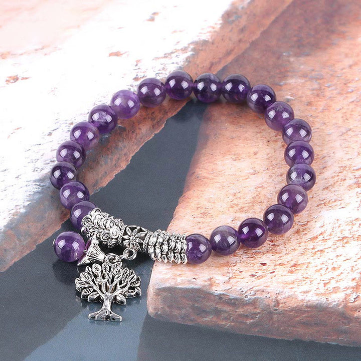 Buddha Stones Natural Gemstone Tree of Life Lucky Charm Stretch Bracelet - image 2
