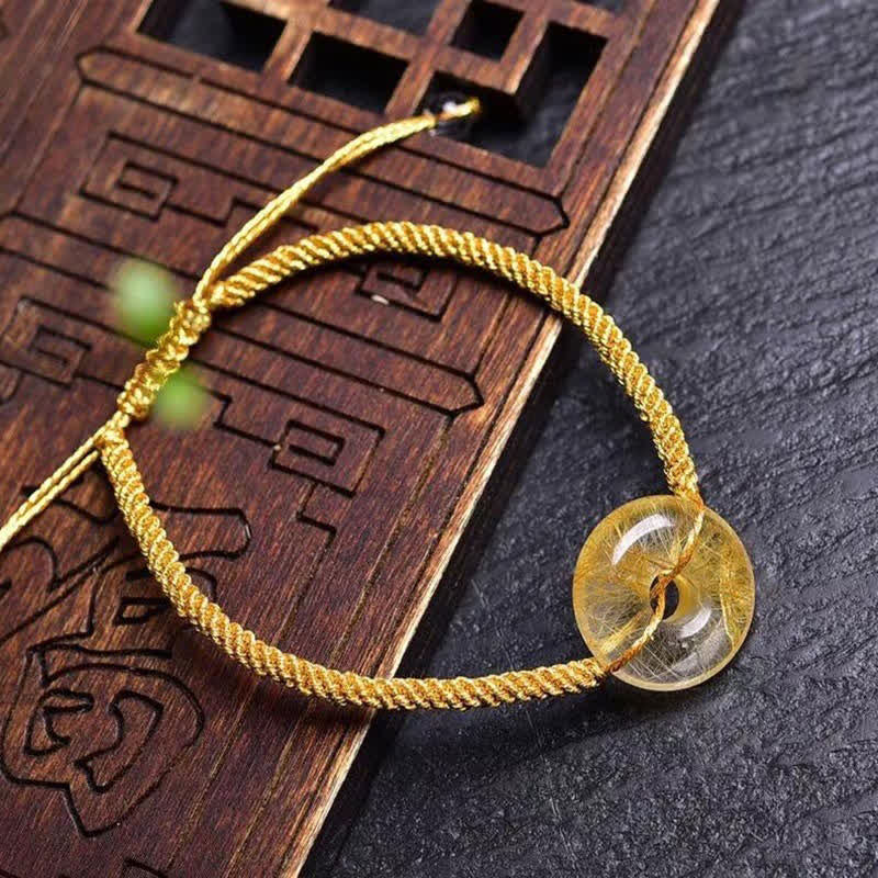 Buddha Stones Round Citrine Peace Buckle Happiness Braided Bracelet - Citrine (Happiness ♥ Prosperity) - image 0