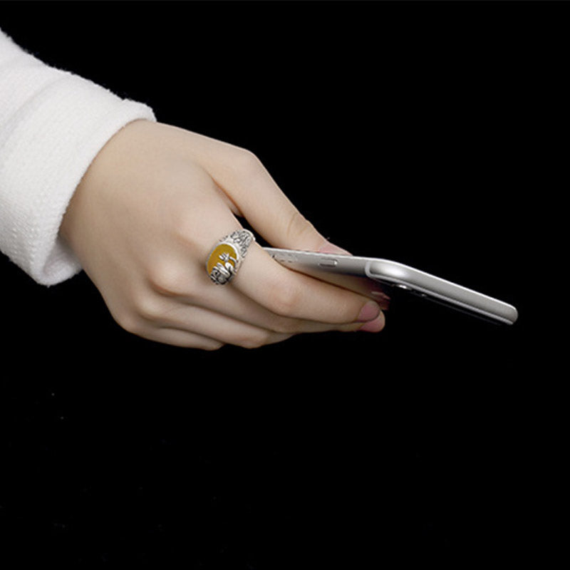 Buddha Stones Citrine Lotus Blessing Protection Adjustable Ring - image 7