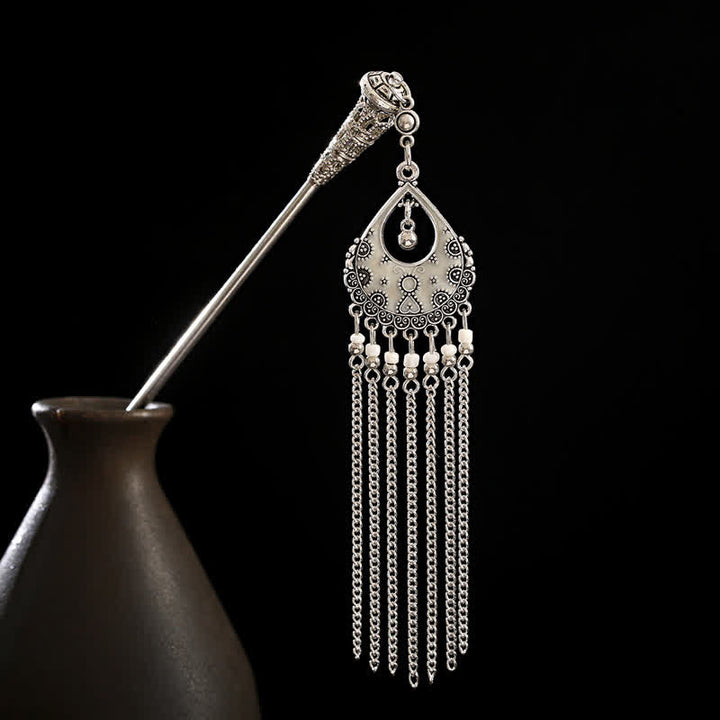 Water Drop Lily of the Valley Flowers Tassels Confidence Hairpin - Moon-White - image 34