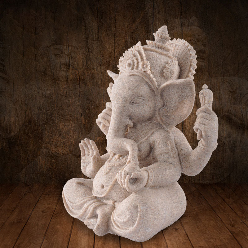 Buddha Stones Ganesh Ganpati Elephant Statue Wealth Blessing Home Decoration - image 1