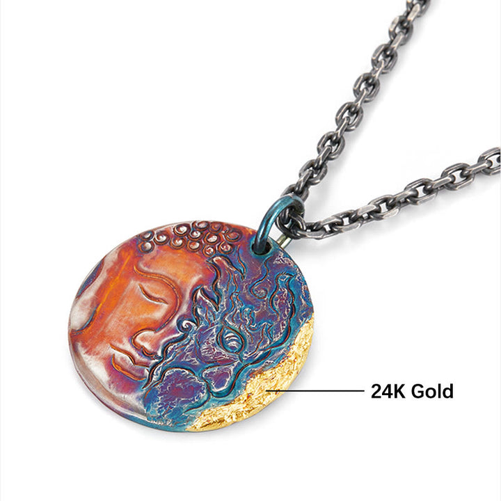 Buddha Stones 999 Sterling Silver 24K Gold Half Demon Half Buddha Compassion Necklace Pendant - image 8