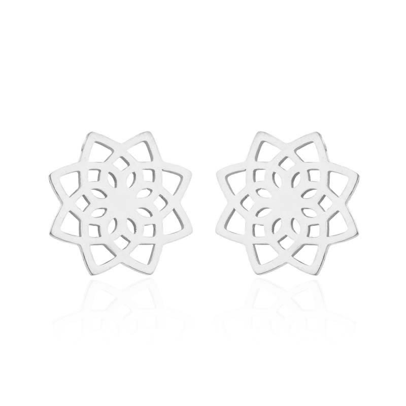 Tibetan Lotus Pattern New Beginning Stud Earrings - image 1