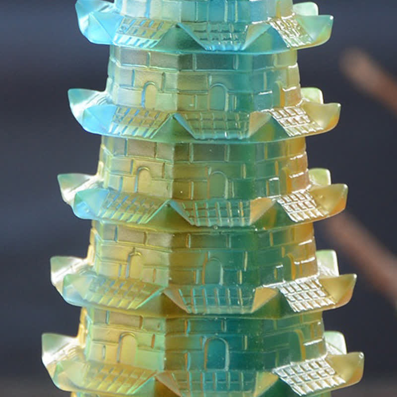 Buddha Stones Feng Shui Wenchang Tower Handmade Liuli Crystal Pagoda Art Piece Luck Home Office Decoration - image 10