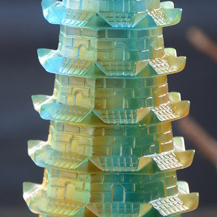 Buddha Stones Feng Shui Wenchang Tower Handmade Liuli Crystal Pagoda Art Piece Luck Home Office Decoration - image 10