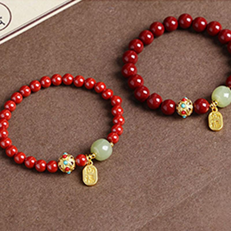 Buddha Stones Cinnabar Green Aventurine Fortune Protection Charm Bracelet - image 15