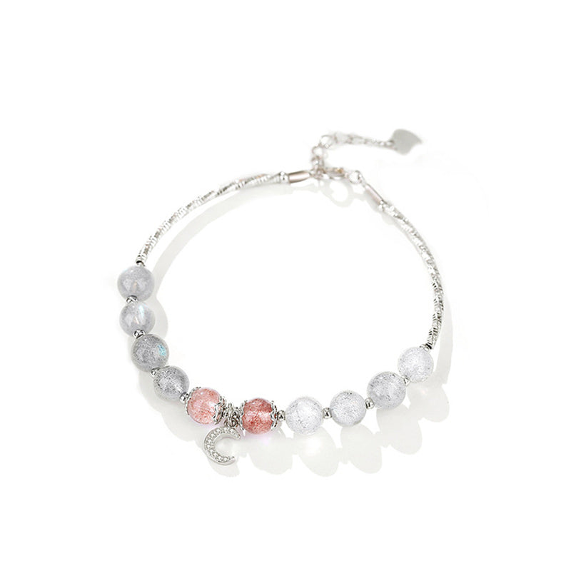 Buddha Stones Strawberry Quartz Moonstone Luck Moon Charm Bracelet - image 6