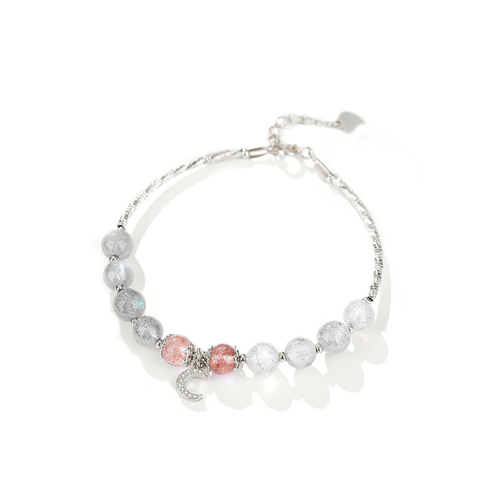 Buddha Stones Strawberry Quartz Moonstone Luck Moon Charm Bracelet - image 6