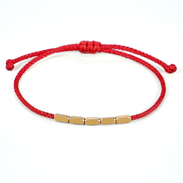 Buddha Stones Handcrafted Copper Bead Protection Braided String Bracelet - Red(Wrist Circumference 14-23cm) - image 0