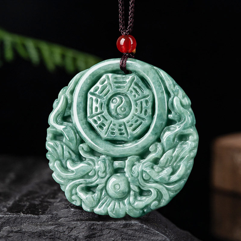 Buddha Stones Dragon Jade Yin Yang Balance Necklace String Pendant - image 1