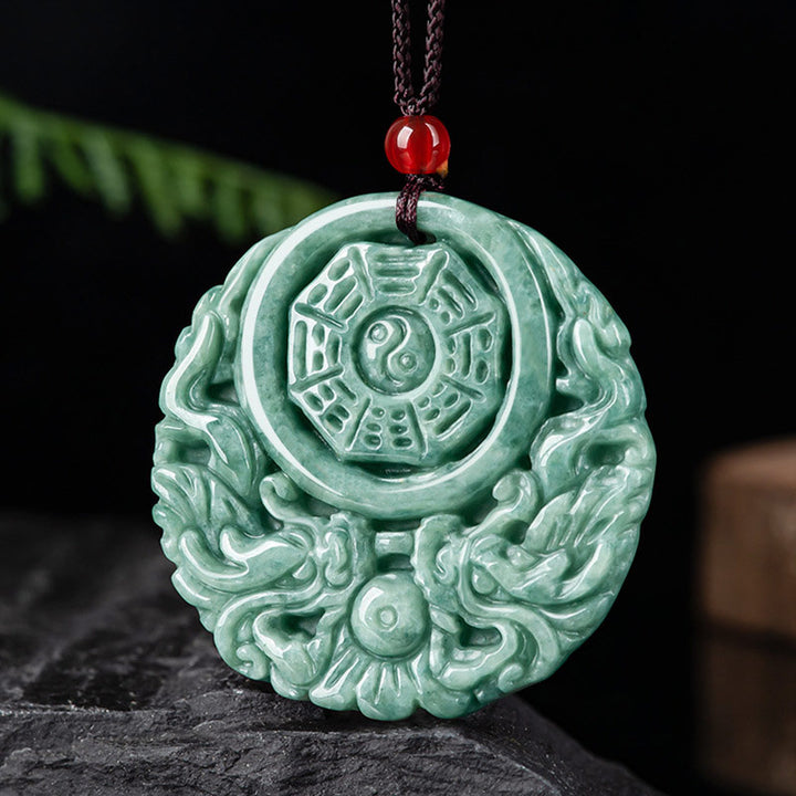 Buddha Stones Dragon Jade Yin Yang Balance Necklace String Pendant - image 1