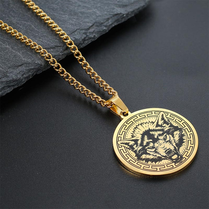 Buddha Stones Animal Titanium Steel Chain Necklace Protection Pendant - Gold Wolf - image 13