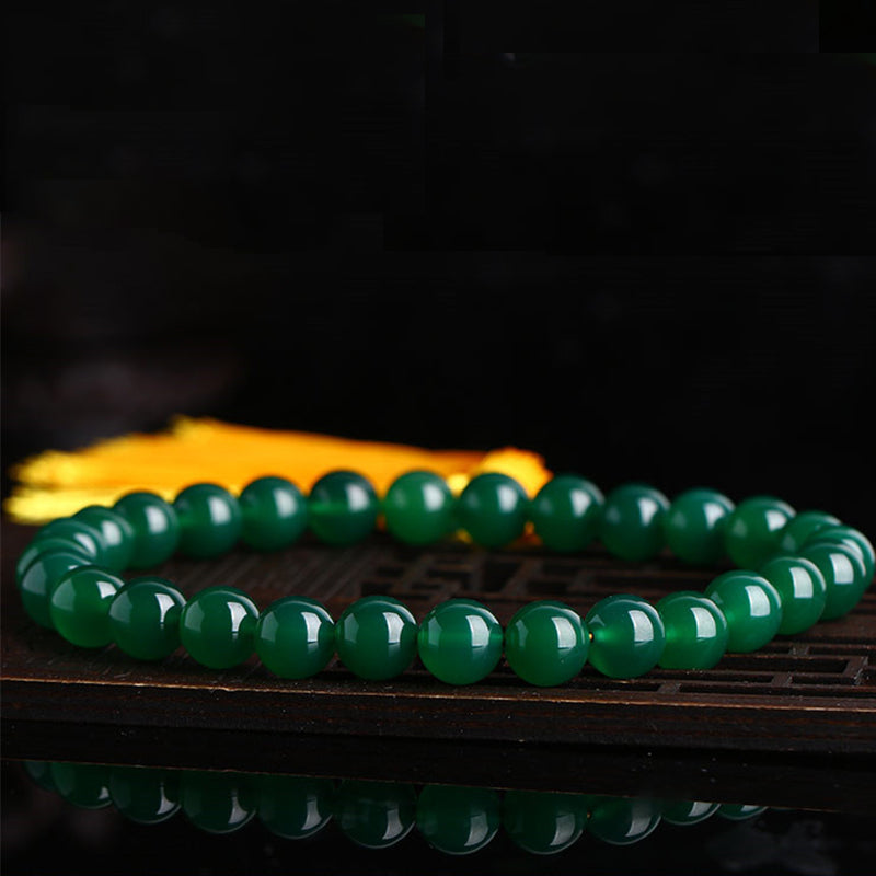 Buddha Stones Natural Green Agate Wrist Mala Power Tassels Pocket Mala Car Decoration - image 7