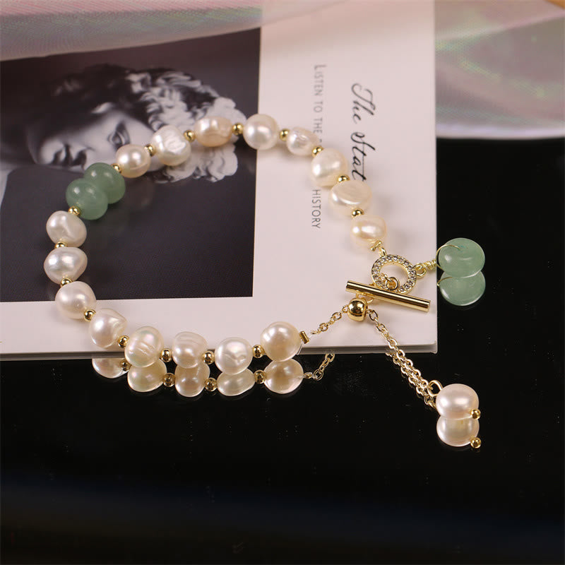 Buddha Stones Pearl Green Strawberry Quartz Bead Healing Chain Bracelet - image 8