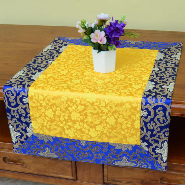 Brocade Prayer Altar Flower Vajra Dragon Pattern Auspicious Symbols Table Runner - image 8