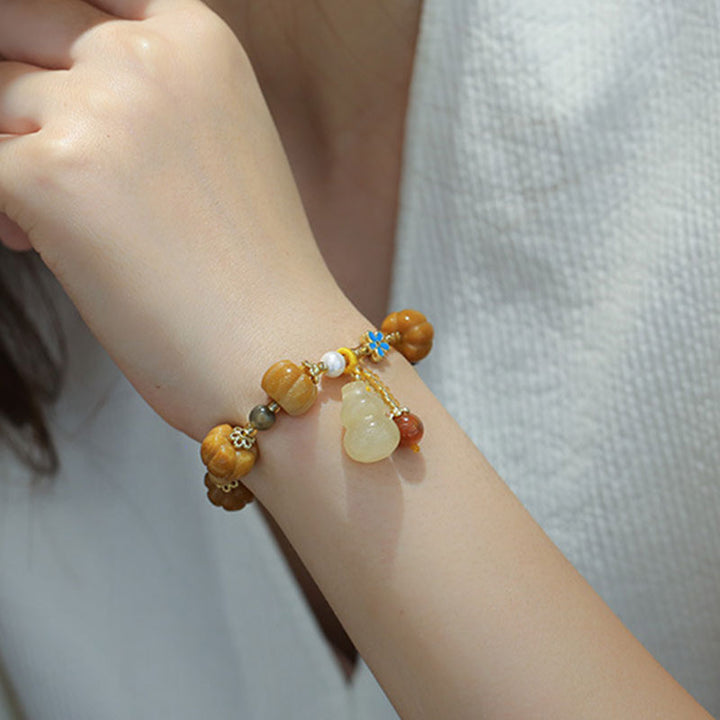 Buddha Stones Golden Silk Jade Pixiu Wealth Bracelet - image 5
