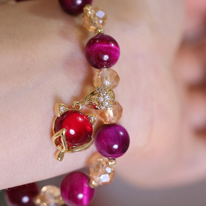 Buddha Stones Red Tiger Eye PiXiu Fox Protection Self Confidence Bracelet - image 12