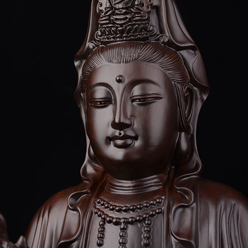 Buddha Stones Avalokitesvara Ebony Lotus Harmony Blessing Home Decoration - image 5
