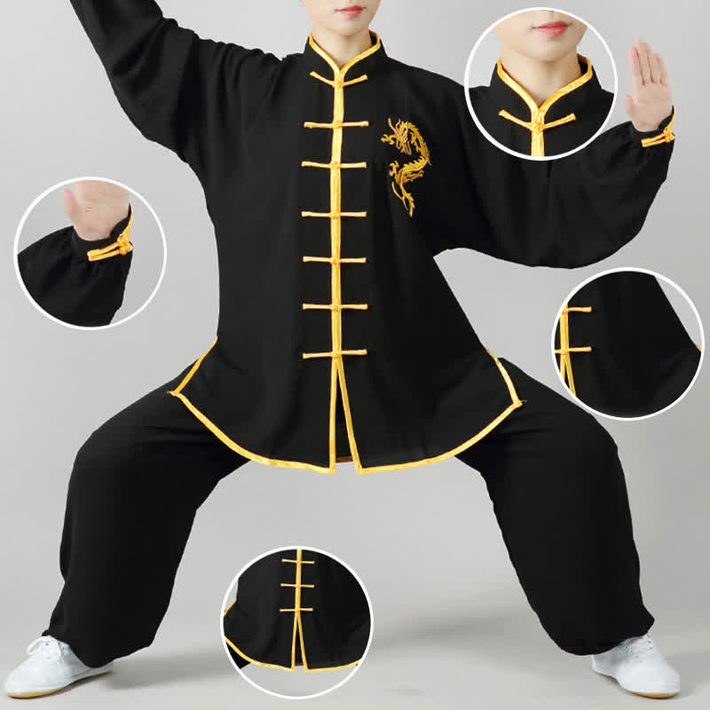 Buddha Stones Dragon Embroidered Qi Gong Zen Spiritual Practice Meditation Prayer Uniform Unisex Clothing Set - image 10