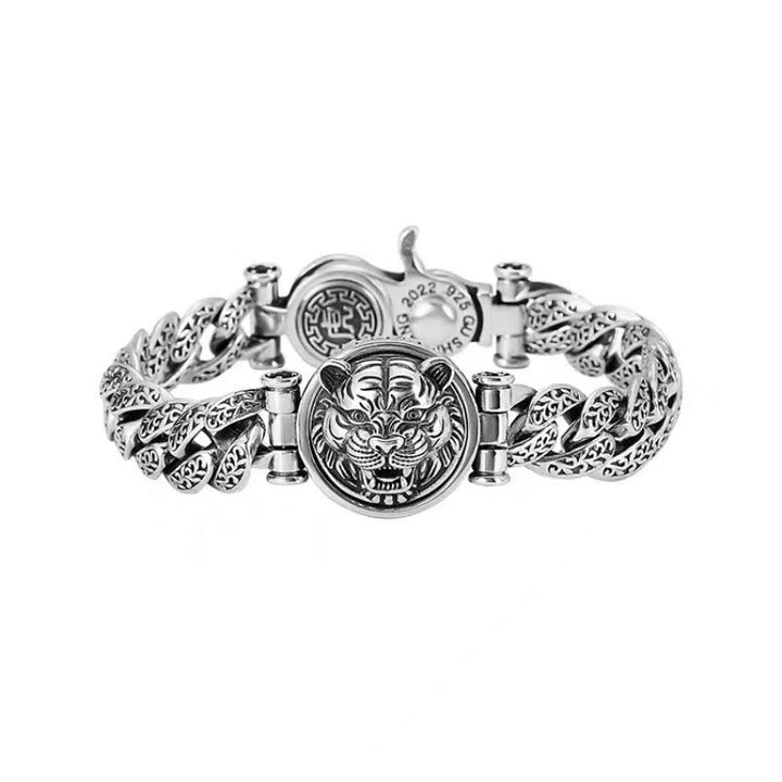 Buddha Stones Tiger Tang Dynasty Flower Design Engraved Luck Energy Bracelet - image 9