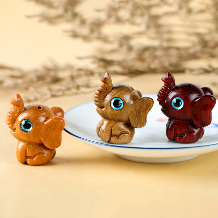 Buddha Stones Sandalwood Small Leaf Red Sandalwood Green Sandalwood Lucky Mini Elephant Carved Protection Decoration - image 31