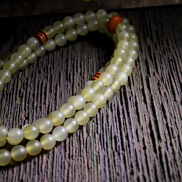 Buddha Stones 108 Mala Beads Tibet Sheep Horn Amber Luck Bracelet - image 7