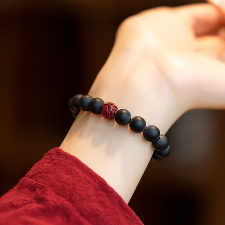 Buddha Stones Tibetan Cypress Cinnabar Lotus Healing Bracelet - image 1
