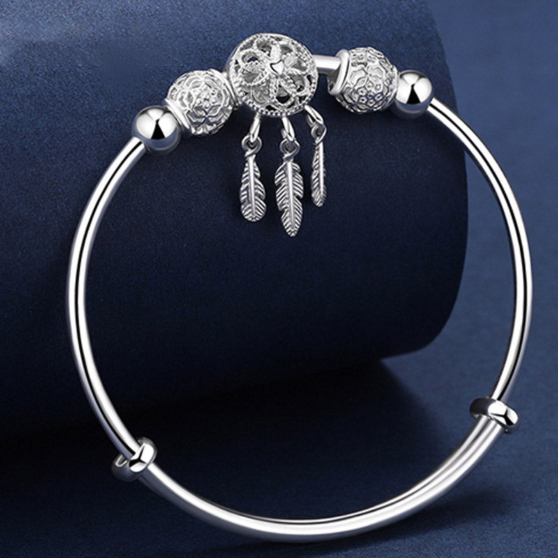 Buddha Stones Tibetan White Copper Blessing Dream Catcher Charm Bracelet - image 7