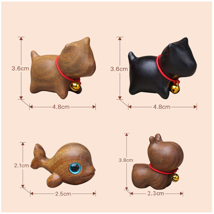 Buddha Stones Green Sandalwood Small Leaf Red Sandalwood Cute Cat Animals Soothing Peace Decoration - image 24