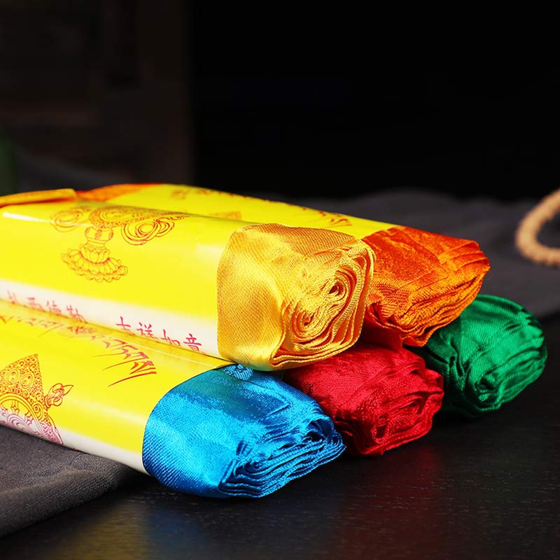 Buddha Stones Tibetan Blessing Auspicious 5 Colors Jacquard Khata Decoration - image 13