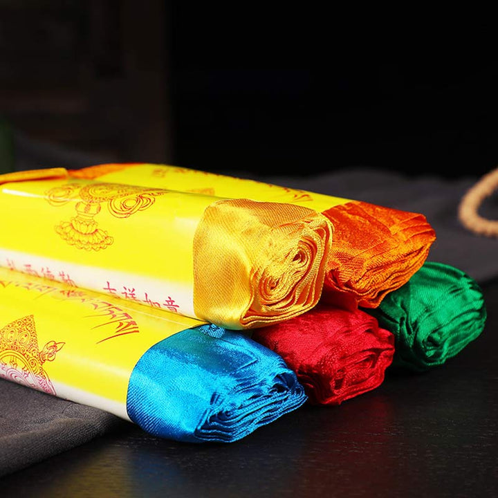 Buddha Stones Tibetan Blessing Auspicious 5 Colors Jacquard Khata Decoration - image 13