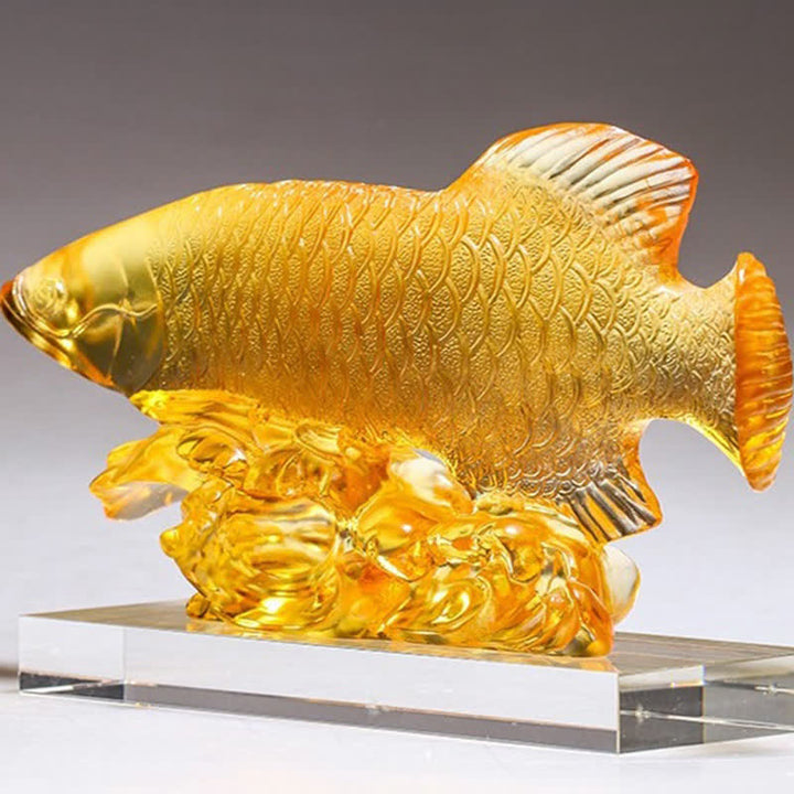 Buddha Stones Handmade Liuli Crystal Koi Fish Art Piece Luck Home Office Decoration - image 13