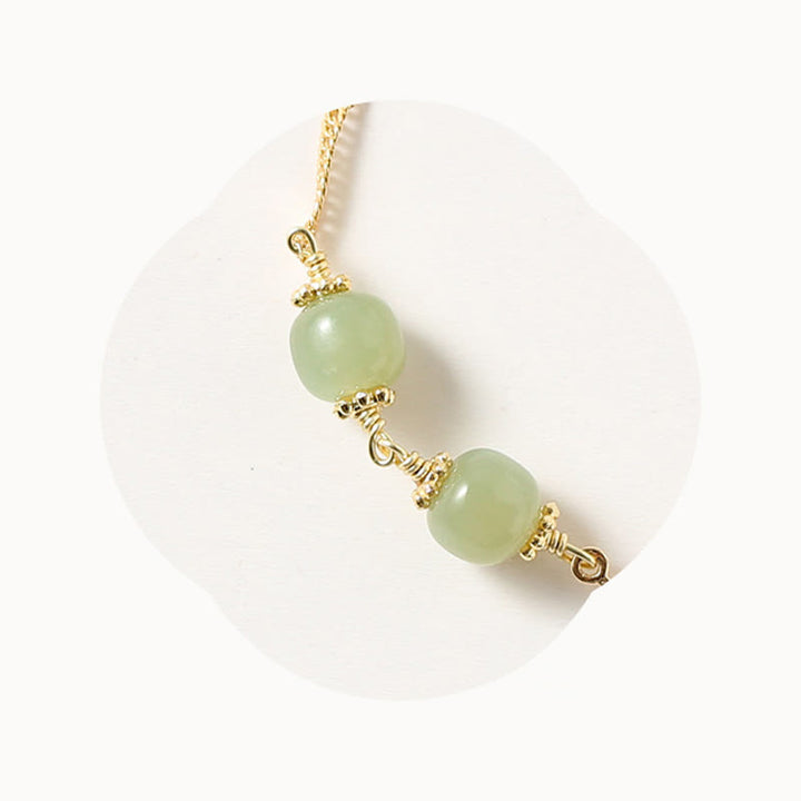 Buddha Stones 14K Gold Plated Hetian Jade Golden Rose Flower Luck Chain Bracelet - image 7