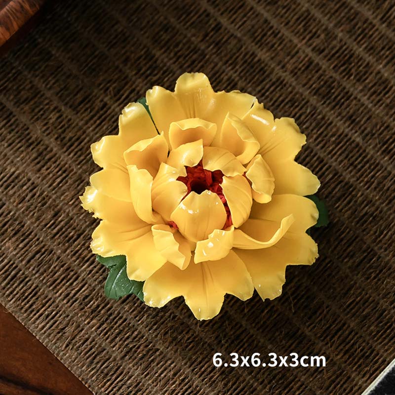 Buddha Stones Tibetan Lotus Blessing Ceramic Stick Incense Burner Decoration - Yellow - image 13