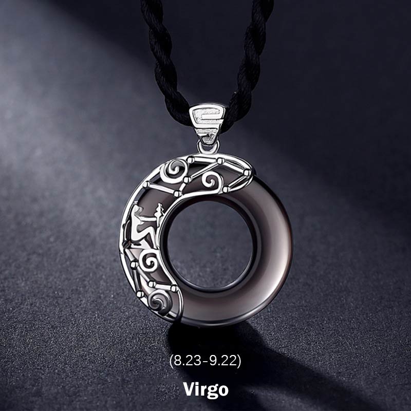 Buddha Stones 12 Constellations of the Zodiac Ice Obsidian Blessing Round Pendant Necklace - Virgo - image 6