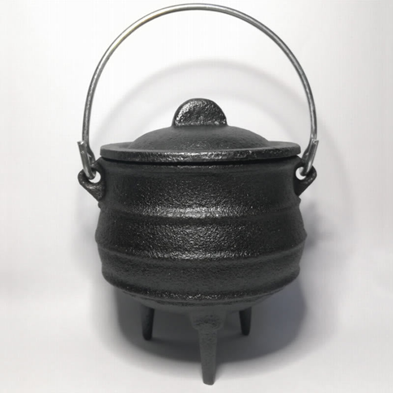 Buddha Stones Cast Iron Cauldron Prayer Altar Burning Holder Incense Sage Smudging Rituals Use Items - Small Incense Burner 9.5*7.5*10cm - image 2