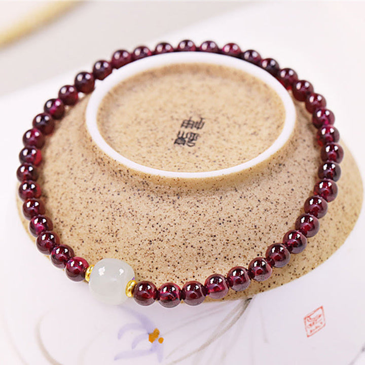 Buddha Stones Natural Garnet Jade Bead Purification Bracelet - image 3