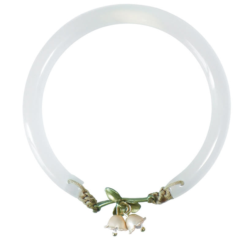 Buddha Stones Lily of the Valley Flower Happiness Strength Bracelet Bangle - image 6
