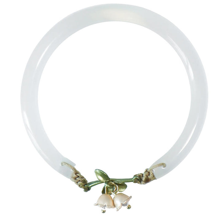 Buddha Stones Lily of the Valley Flower Happiness Strength Bracelet Bangle - image 6