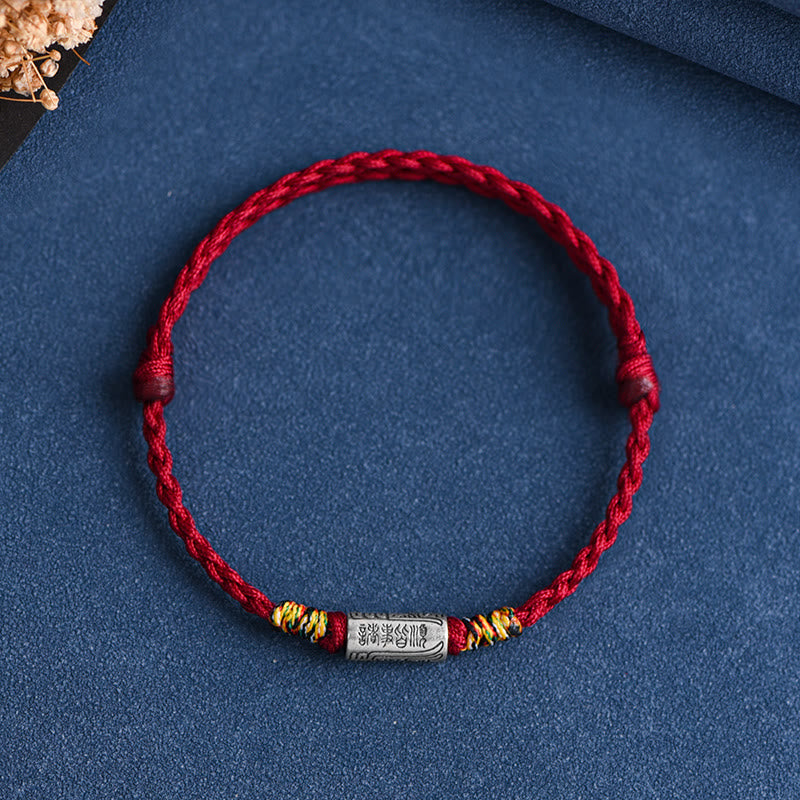 Buddha Stones Handcrafted 925 Sterling Silver Everything Goes Well Design Protection Strength Bracelet Anklet - Bracelet(Wrist Circumference 13-18cm) - Dark Red Rope - image 11