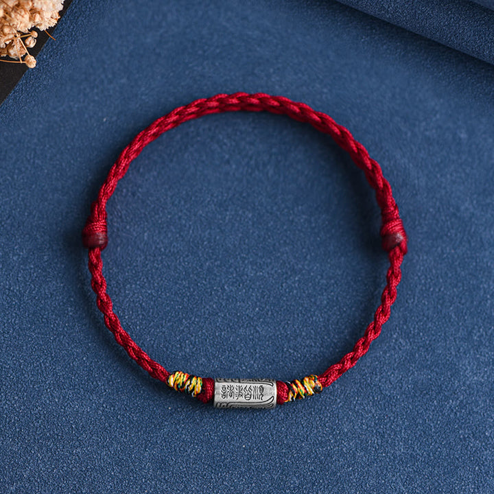 Buddha Stones Handcrafted 925 Sterling Silver Everything Goes Well Design Protection Strength Bracelet Anklet - Bracelet(Wrist Circumference 13-18cm) - Dark Red Rope - image 11
