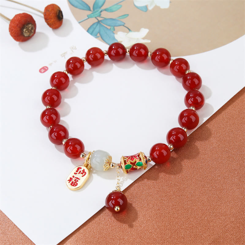 Buddha Stones Natural Red Agate Jade Confidence Fortune Blessing Charm Bracelet - image 5